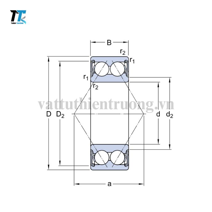 Vòng Bi Cầu Tiếp Xúc Góc 2 Dãy 3200 A-2RS1TN9/MT33